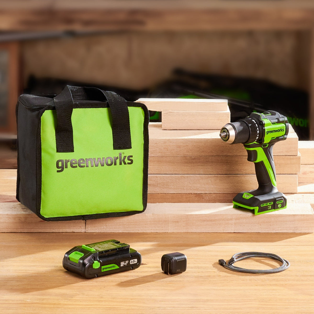 24V Cordless Battery 1/2" 400 in/lbs Drill Driver: 2.0 Ah USB-C Battery and 30W USB-C Fast Charger