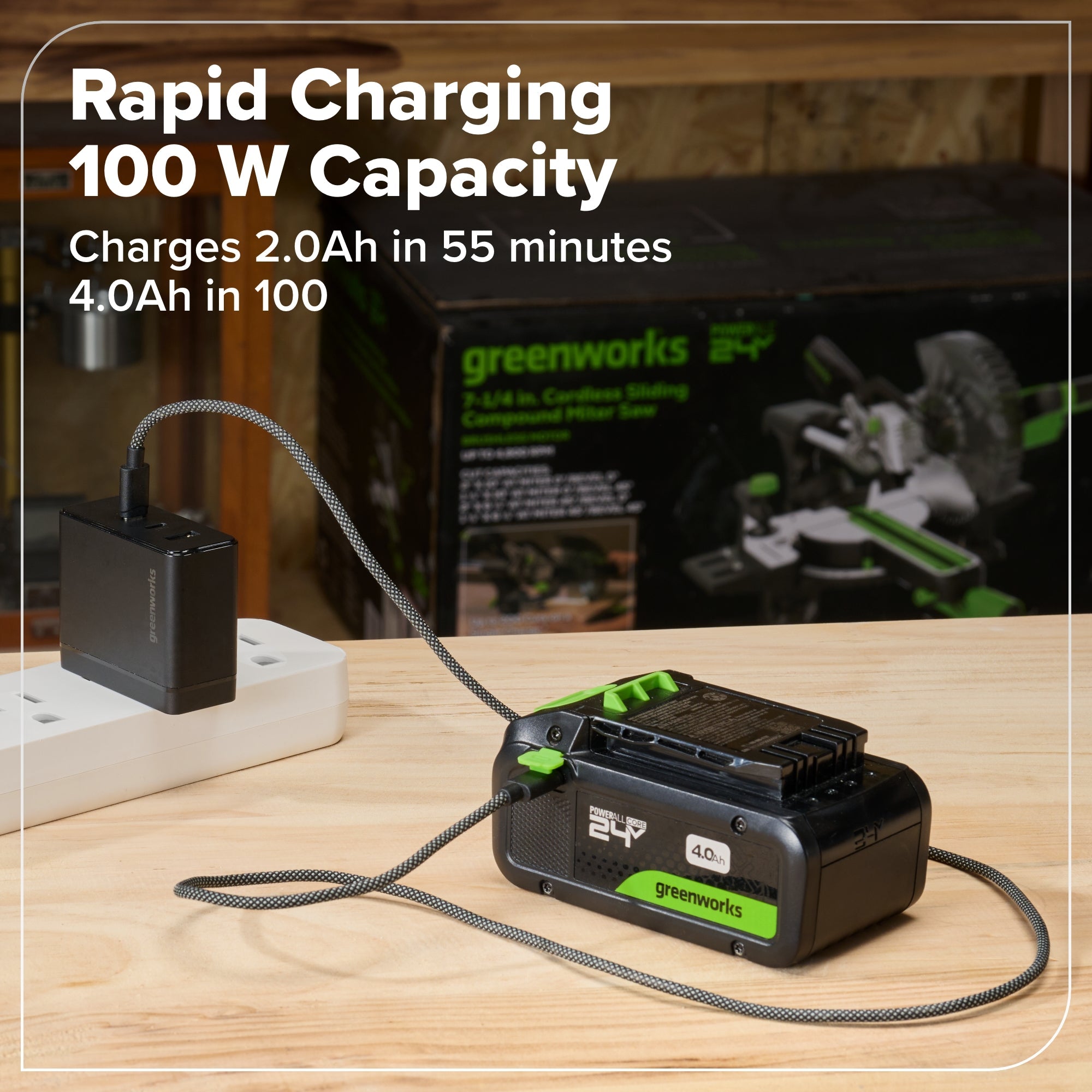 24V Cordless Battery 1/2" 800 in/lbs Drill Driver: 4.0 Ah USB-C Battery and 65W USB-C Fast Charger