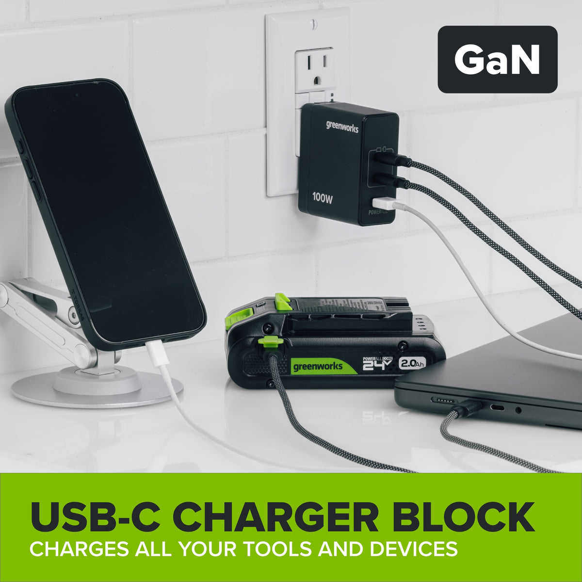 24V PowerAll 3/8" Drill and Impact Driver Combo Kit with (2) 2.0 Ah USB-C Batteries, 30W USB-C Charger Block, and 3' 100W USB-C Cable