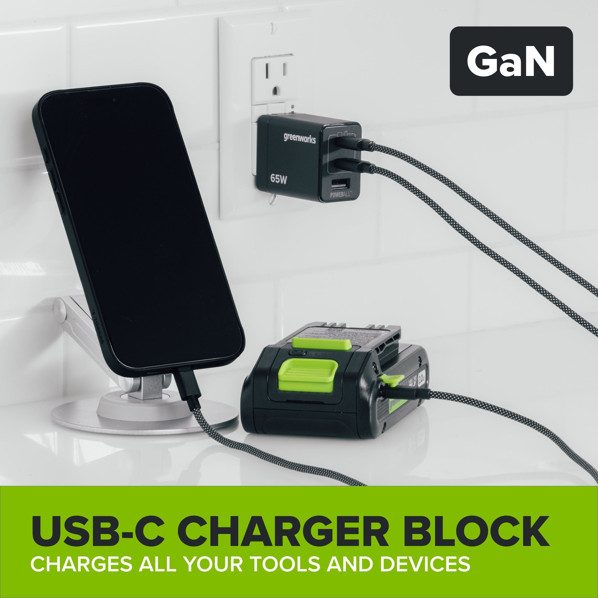 24V PowerAll 3/8" Drill and Impact Driver Combo Kit with (2) 2.0 Ah USB-C Batteries, 30W USB-C Charger Block, and 3' 100W USB-C Cable