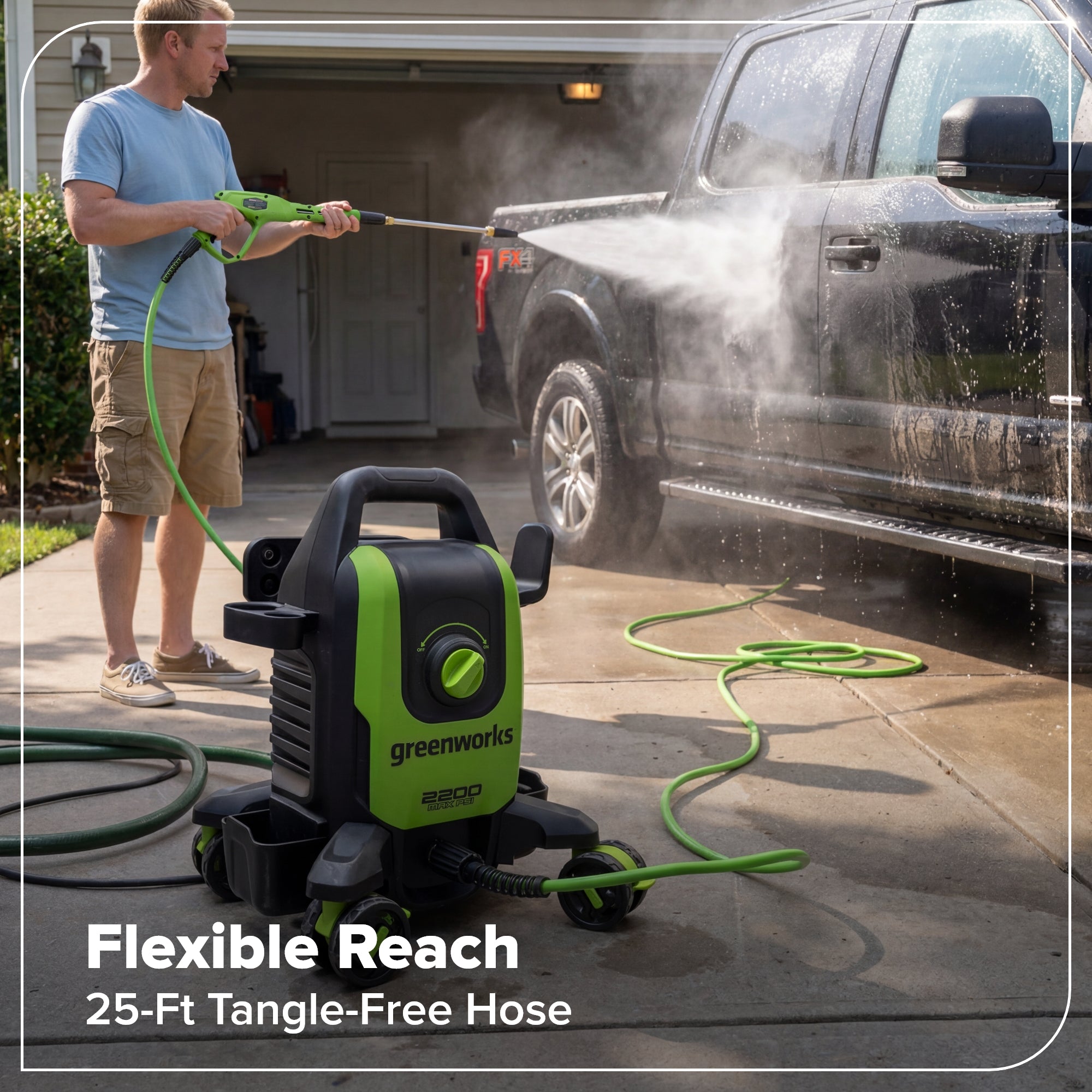 2200-PSI 1.2 GPM Four-Weel Electric Pressure Washer with 5 Nozzles & Detergent Tank