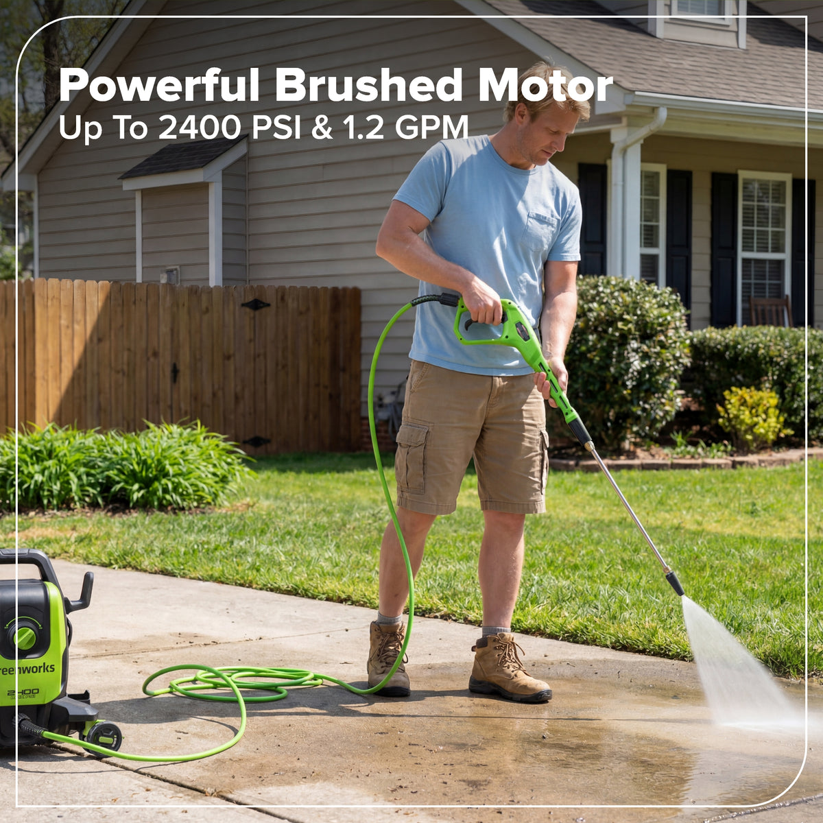 2400-PSI Brushless 1.2 GPM Four-Weel Electric Pressure Washer