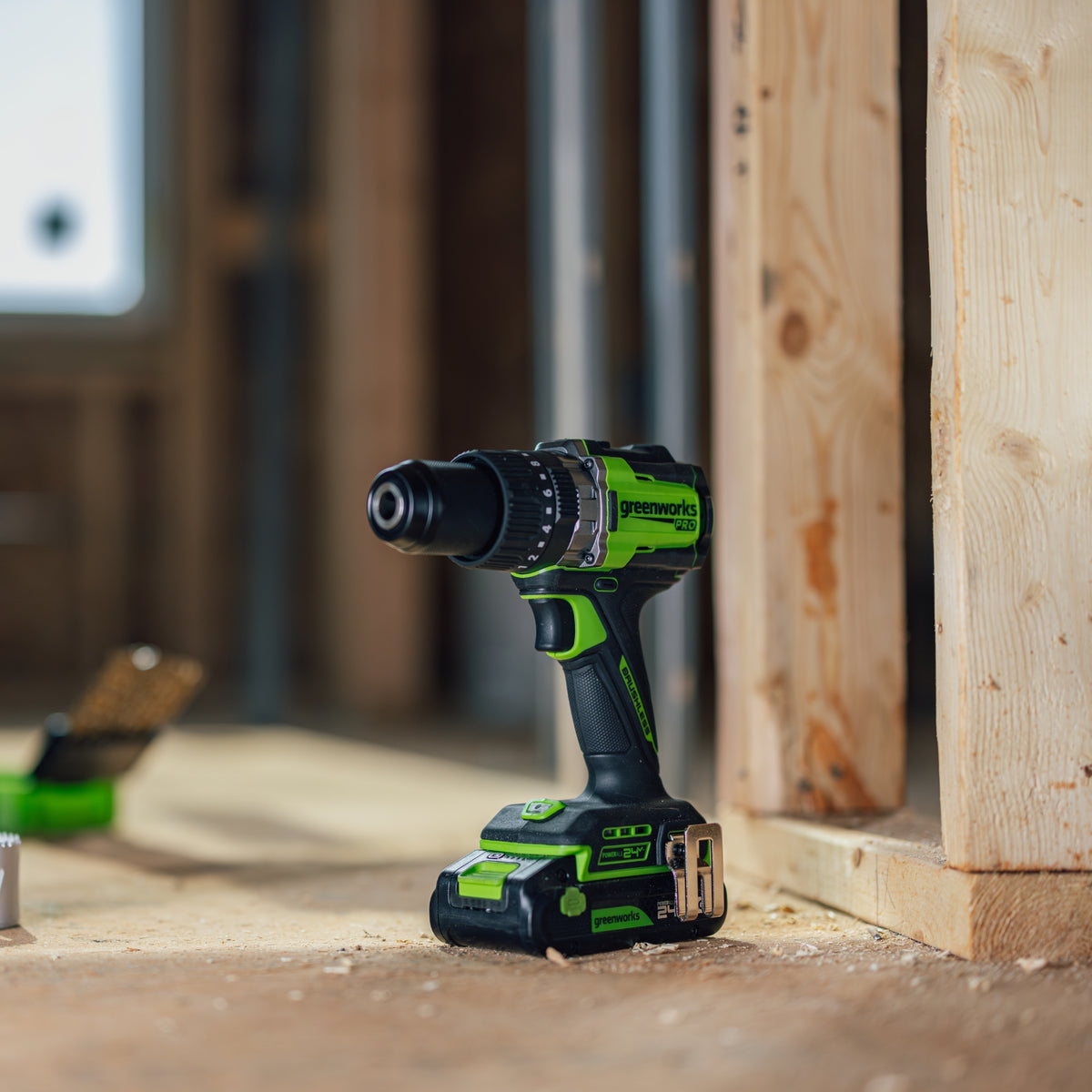 24V PowerAll Pro 850 in-lb 1/2" Hammer Drill, with 2.0 Ah USB-C Battery, 30W Charger, Belt Clip, and Auxiliary Handle