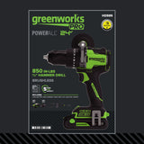 24V PowerAll Pro 850 in-lb 1/2" Hammer Drill, with 2.0 Ah USB-C Battery, 30W Charger, Belt Clip, and Auxiliary Handle