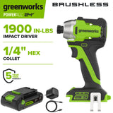 24V PowerAll 1,900 In-Lb Impact Driver, with 2.0 Ah USB-C Battery, 30W USB-C Charger Block, 3' 100W USB-C Cable, Belt Clip