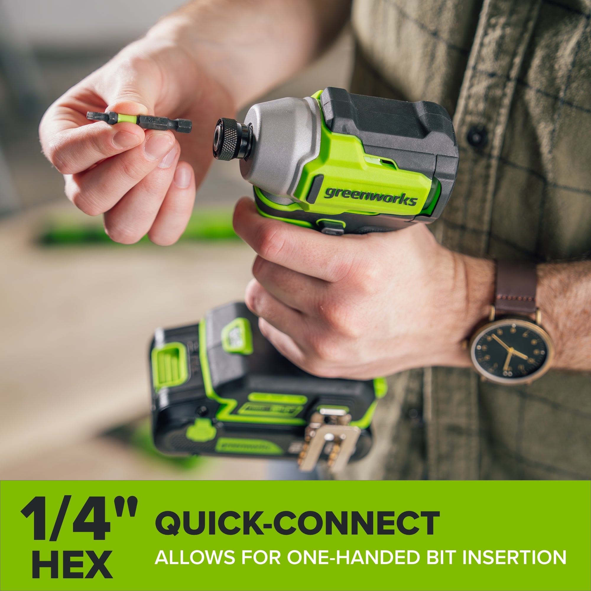 24V PowerAll 1,900 In-Lb Impact Driver, with 2.0 Ah USB-C Battery, 30W USB-C Charger Block, 3' 100W USB-C Cable, Belt Clip