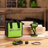 24V 1/4" 1950 in/lbs Brushless Impact Driver Kit: 2.0 Ah USB-C Batteries and 30W USB-C Fast Charger