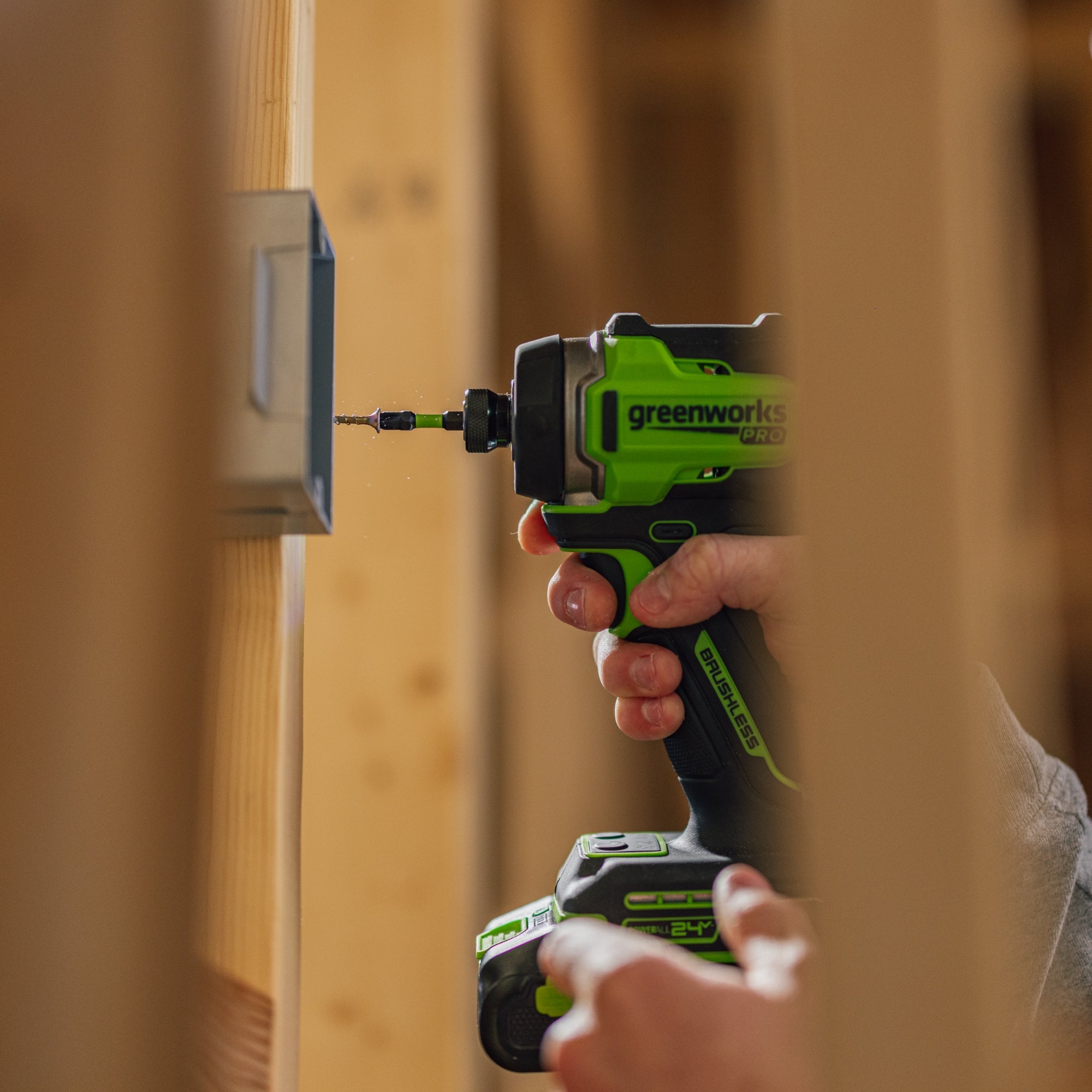 24V PowerAll Pro 2,200 In-Lb Impact Driver, with 2.0 Ah USB-C Battery, 65W USB-C Charger Block, 3' 100W USB-C Cable, Belt Clip