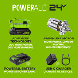 24V PowerAll Dual-Power Inflator/Deflator, with Pinch Valve Adaptor, Sports Ball Needle, Brass Presta Valve Adaptor, and Narrow Pinch Valve Nozzle