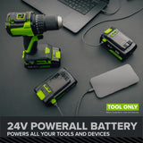 24V PowerAll Pro 1,430 ft-lb Breakaway Torque 1/2" Impact Wrench, Tool Only