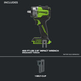 24V PowerAll Pro 400 ft-lb Breakaway Torque 3/8" Impact Wrench, Tool Only