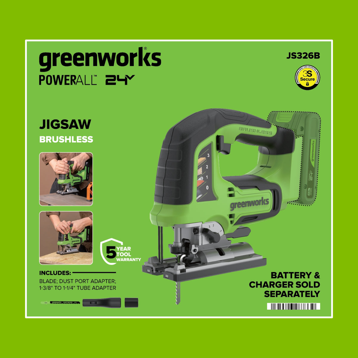 24V Cordless 280 in-lbs Drill/Driver Power Tool 3PC Combo Kit w/ 6-1/2" Circular Saw & 3000SPM Jig Saw: (1) 2.0Ah USB-C Battery & Charger, (1) 3' 100W USB-C Cable