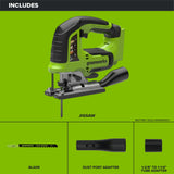 24V PowerAll Jigsaw with Blade, Dust Port Adapter, and Tube Adapter
