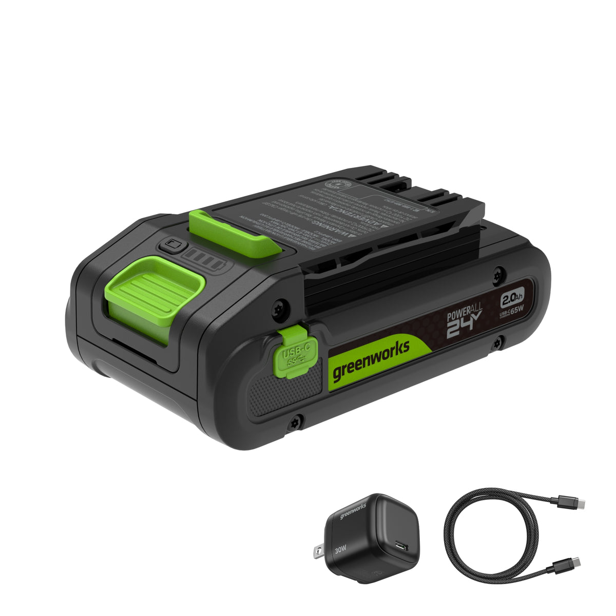 24V PowerAll Battery and Charger Kit, with 2.0 Ah Battery, 30W USB-C Charging Block, and Cable