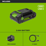 24V PowerAll Battery and Charger Kit, with 2.0 Ah Battery, 30W USB-C Charging Block, and Cable