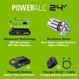 24V PowerAll High Power 8.0 Ah Battery, Rated for 1400W/65A
