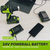 24V PowerAll High Power 8.0 Ah Battery, Rated for 1400W/65A