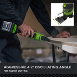 24V PowerAll Pro 4.2° Oscillating Multi-Tool Kit with with Depth Stop, Dust Extractor & Sanding Accessories