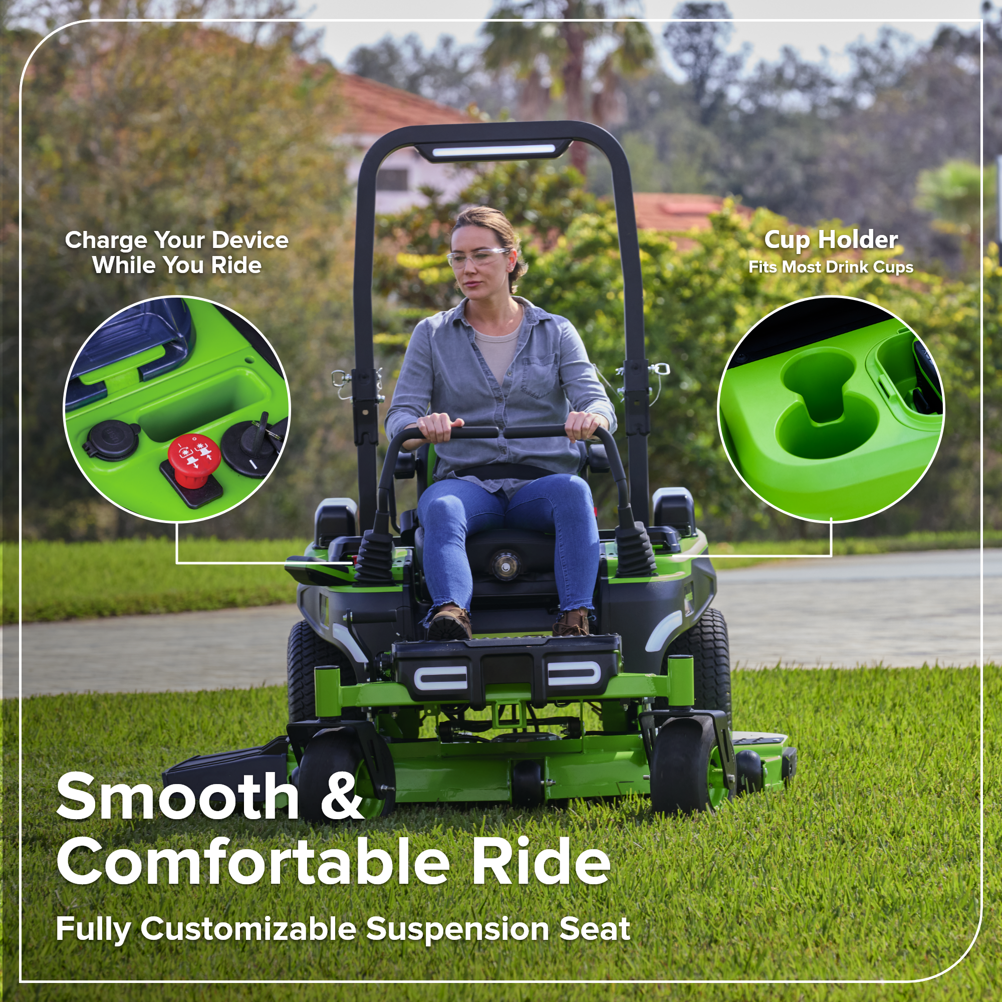 80V 54" MaximusZ Zero Turn Riding Mower: (2) 16.0 Ah and (4) 6.0 Ah Batteries and 1.5kW Charger, MZ5481