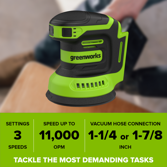 24V PowerAll Orbital Sander, Tool Only, with (3) Pieces of 80 Grit Sanding Paper