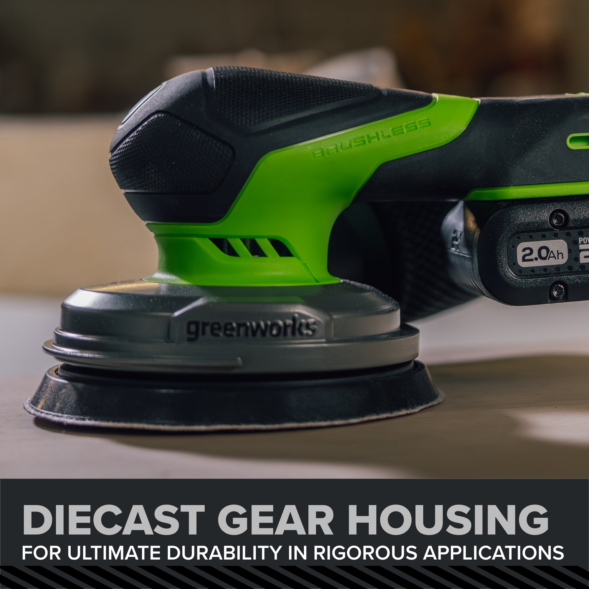 24V PowerAll Pro 5" Orbital Sander, Tool Only, with Dust Bag, Edge Guard, and (3) Pieces of 80 Grit Sanding Paper