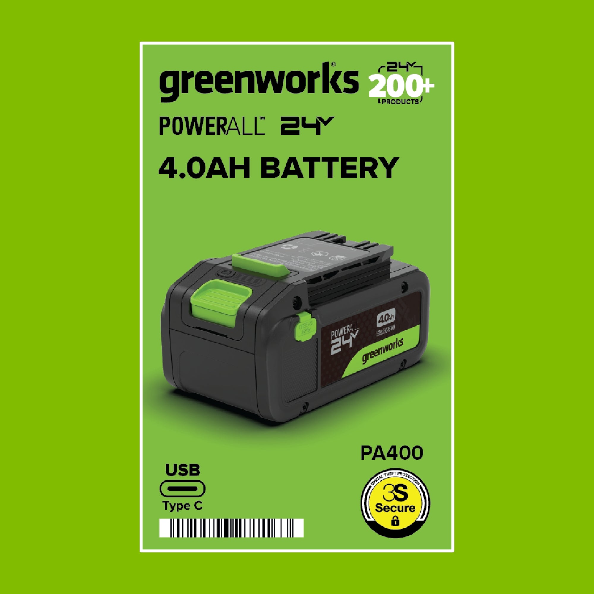 24V PowerAll High Power 4.0 Ah Battery with Bi-Directional 65W USB-C Charging Port