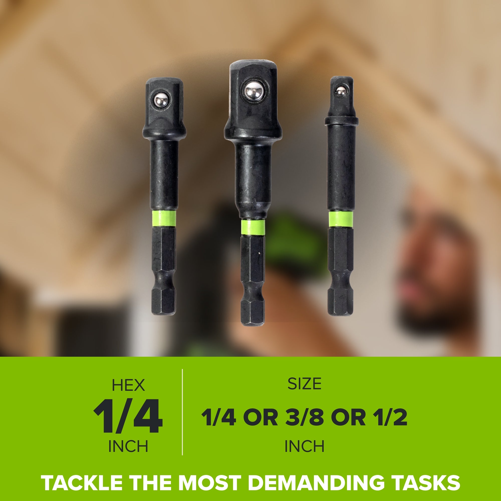 3-PC Impact-Rated Hex Shank Socket Driver Set