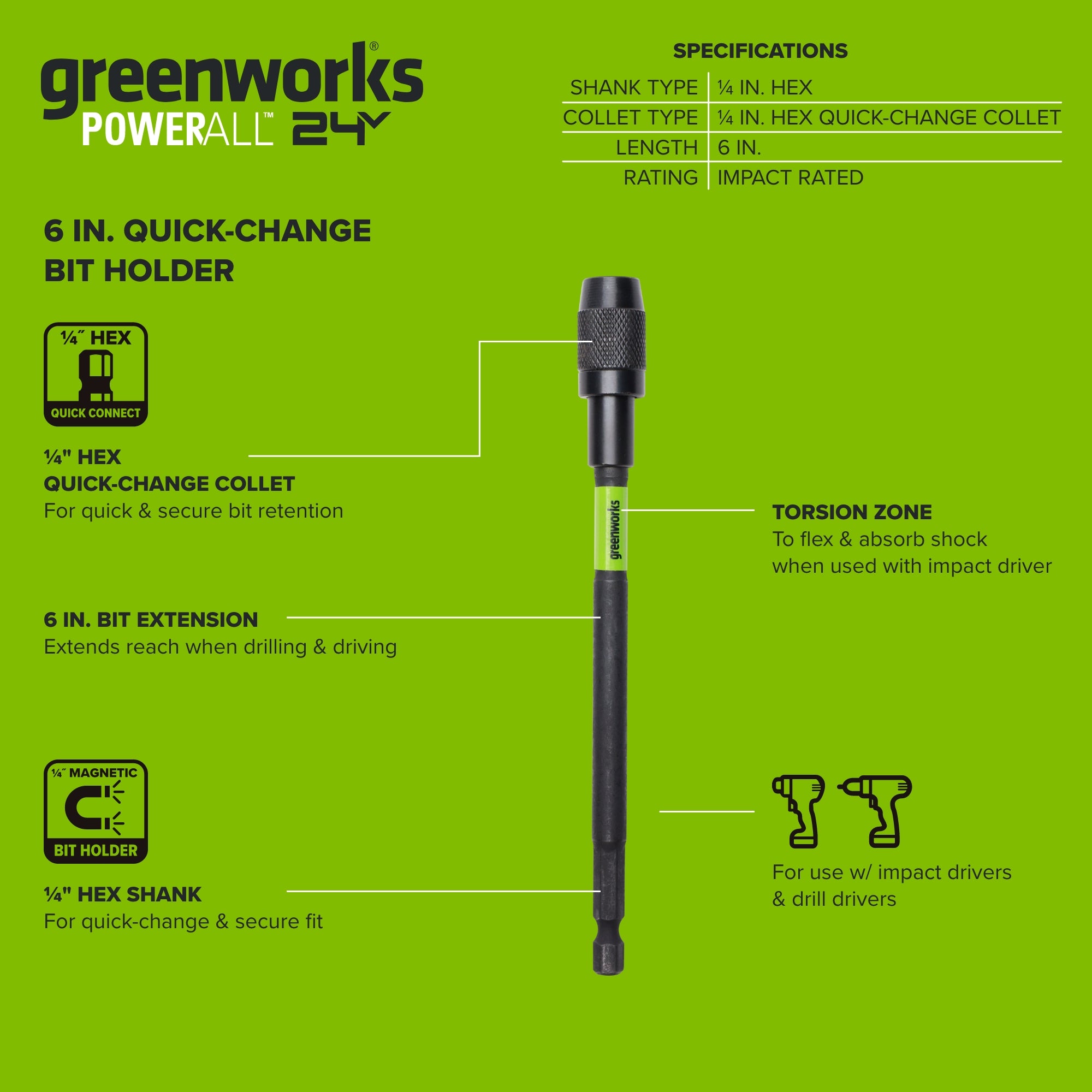 6" Steel Quick Change Extension