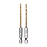 Half Ground 2-Piece 7/64-inch Hex Shank Titanium Drill Bit Set