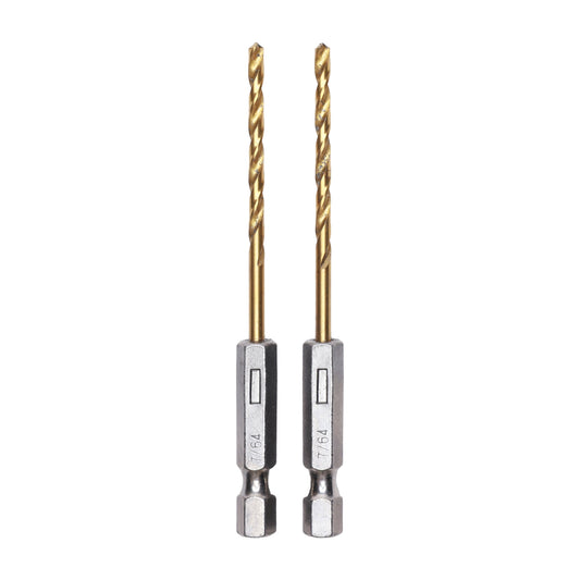 Half Ground 2-Piece 7/64-inch Hex Shank Titanium Drill Bit Set