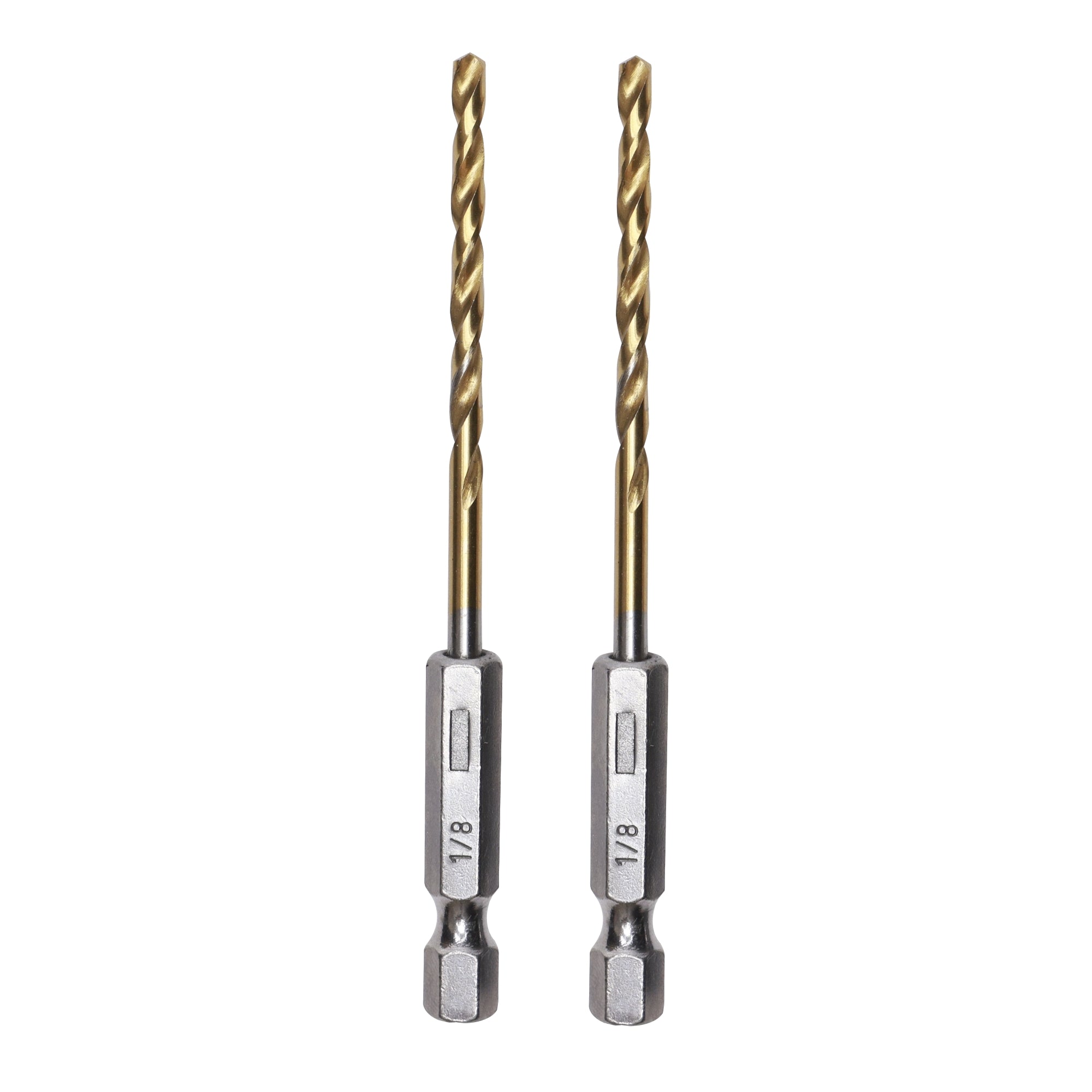 1/8" Drill Bit for Metal, Wood, PVC or more, Impact-Rated, 135˚ Split Point, 1/4" Hex Quick-Connect Base