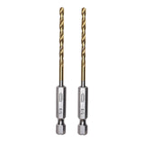 1/8" Drill Bit for Metal, Wood, PVC or more, Impact-Rated, 135˚ Split Point, 1/4" Hex Quick-Connect Base