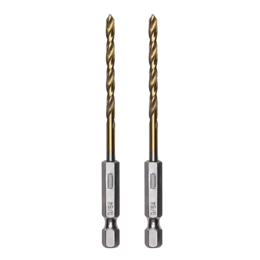 Half Ground 2-Piece 9/64-inch Hex Shank Titanium Drill Bit Set