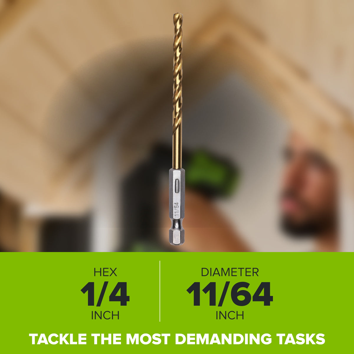 Half Ground 11/64-inch Hex Shank Titanium Drill Bit Set