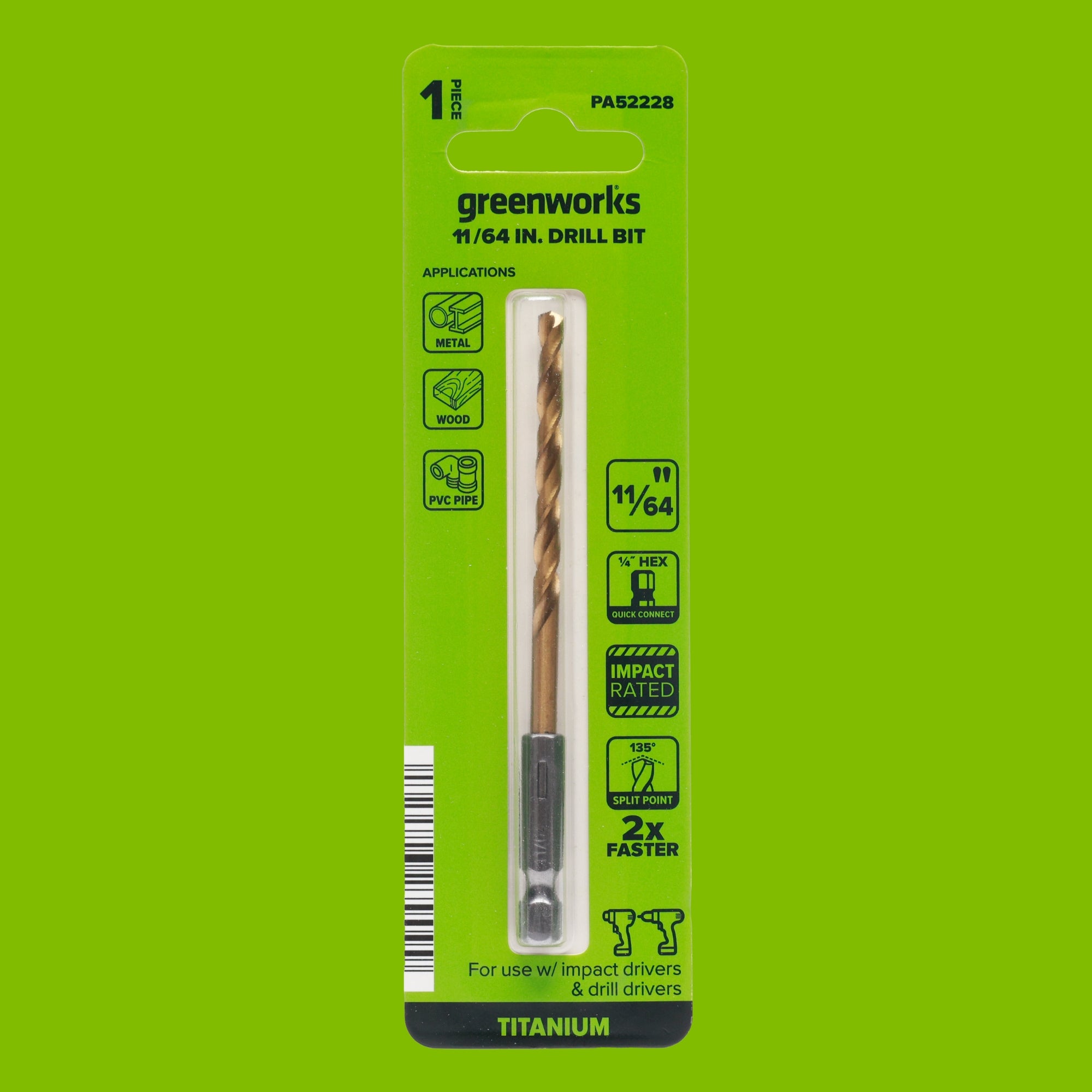 Half Ground 11/64-inch Hex Shank Titanium Drill Bit Set