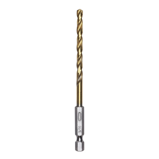 Half Ground 3/16-inch Hex Shank Titanium Drill Bit Set