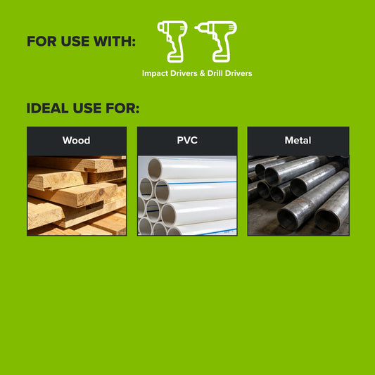 Half Ground 15-PC Impact-Rated Hex Shank Titanium Drill Bit Set