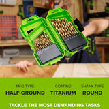 Half Ground  29-PC Titanium High-Speed Steel Index Drill Bit Set