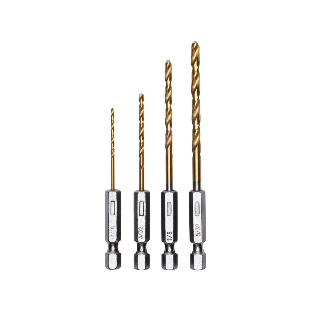 Half Ground 4-Piece Hex Shank Titanium Drill Bit Set