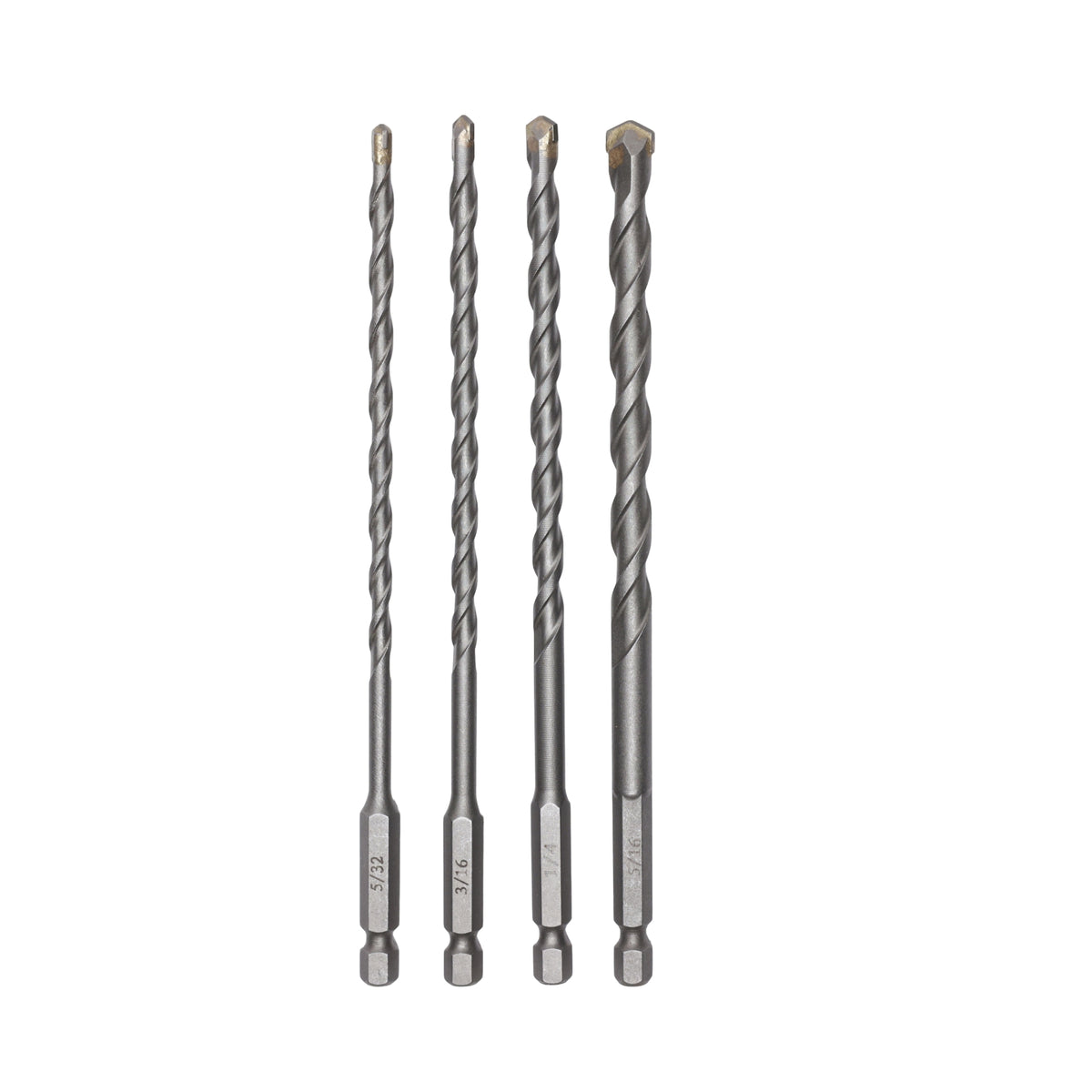 4-PC Hex Shank Masonry Drill Bit Set