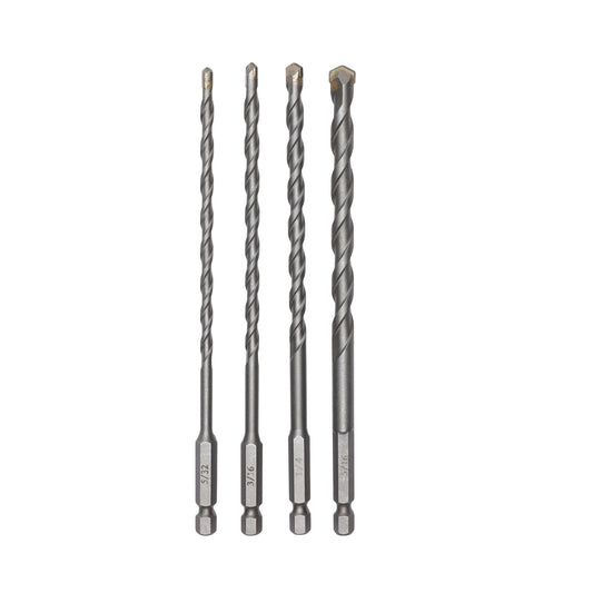 4-PC Hex Shank Masonry Drill Bit Set