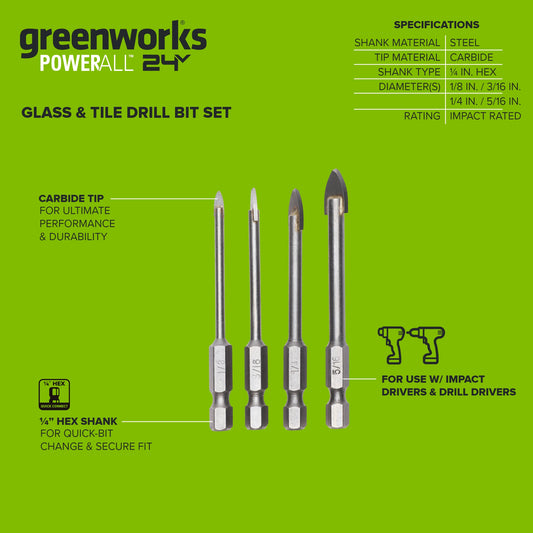 4-PC Glass and Ceramic Bit Set