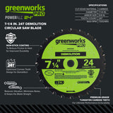Pro 24-Tooth 7-1/4" Demolition Circular Saw Blade with Construction-Grade Carbide Teeth
