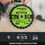 Pro 24-Tooth 6-1/2" Demolition Circular Saw Blade with Construction-Grade Carbide Teeth