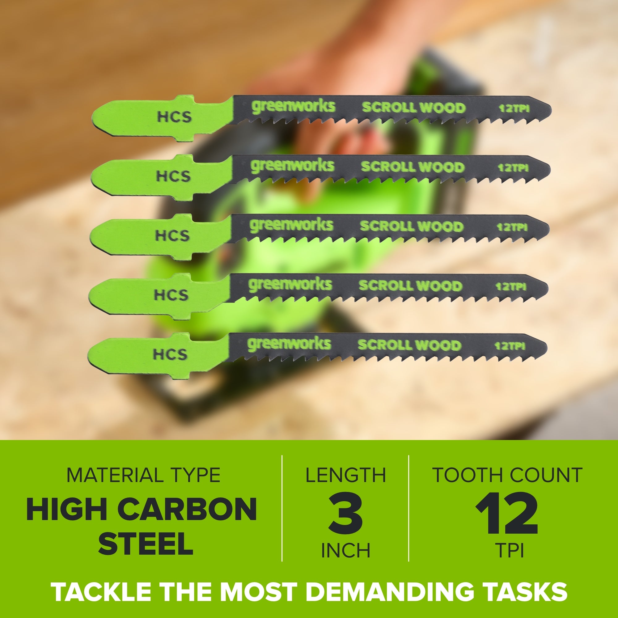5-PC 3" 12TPI Jig Saw Wood Blades