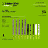 10-PC  Assorted Jigsaw Blade Set w/ Storage Case