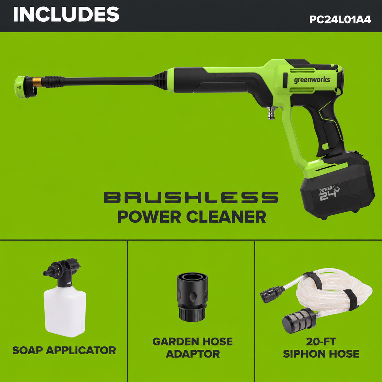 24V 700 PSI 0.8 GPM Cold Water Cordless Power Cleaner (Tool Only)