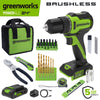 24V PowerAll 3/8" 280 in-lb Drill and 60 Piece Hand Tool/Accessories Project Kit, with 2.0 Ah USB-C Battery, 30W USB-C Charger Block, Carrying Bag