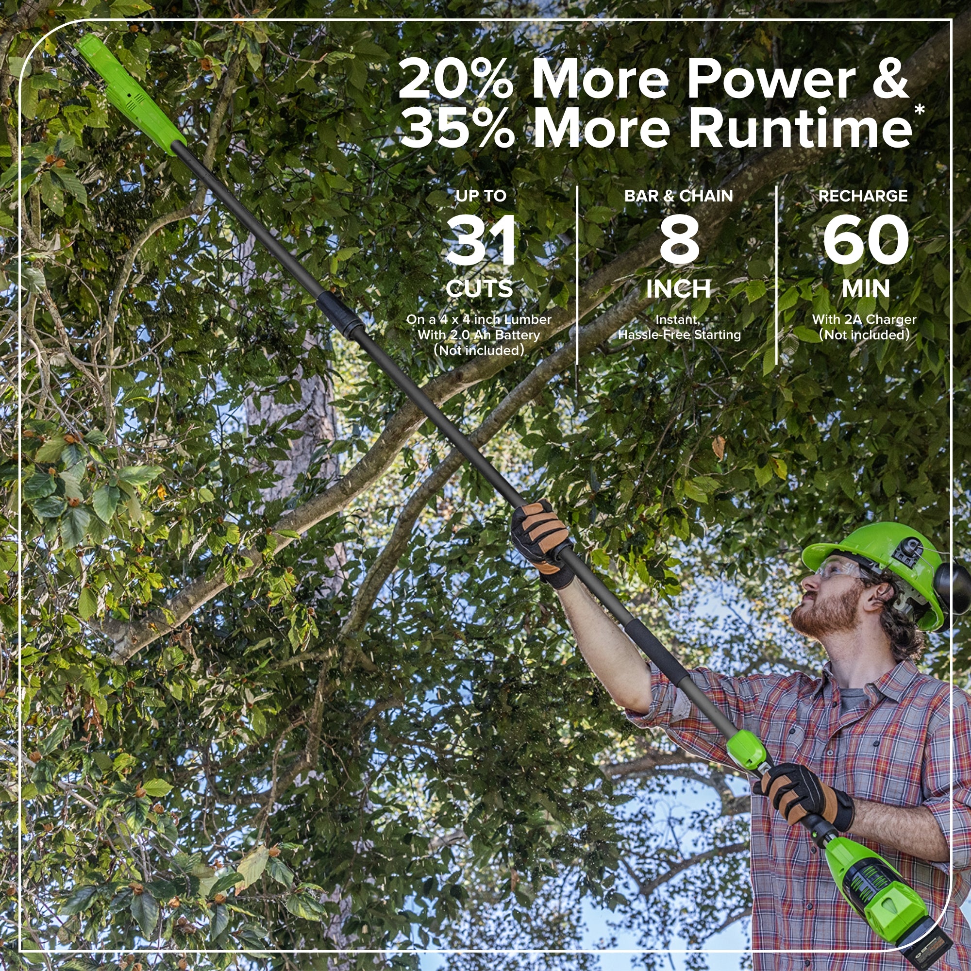 24V 8" Cordless Battery Pole Saw (Tool Only)