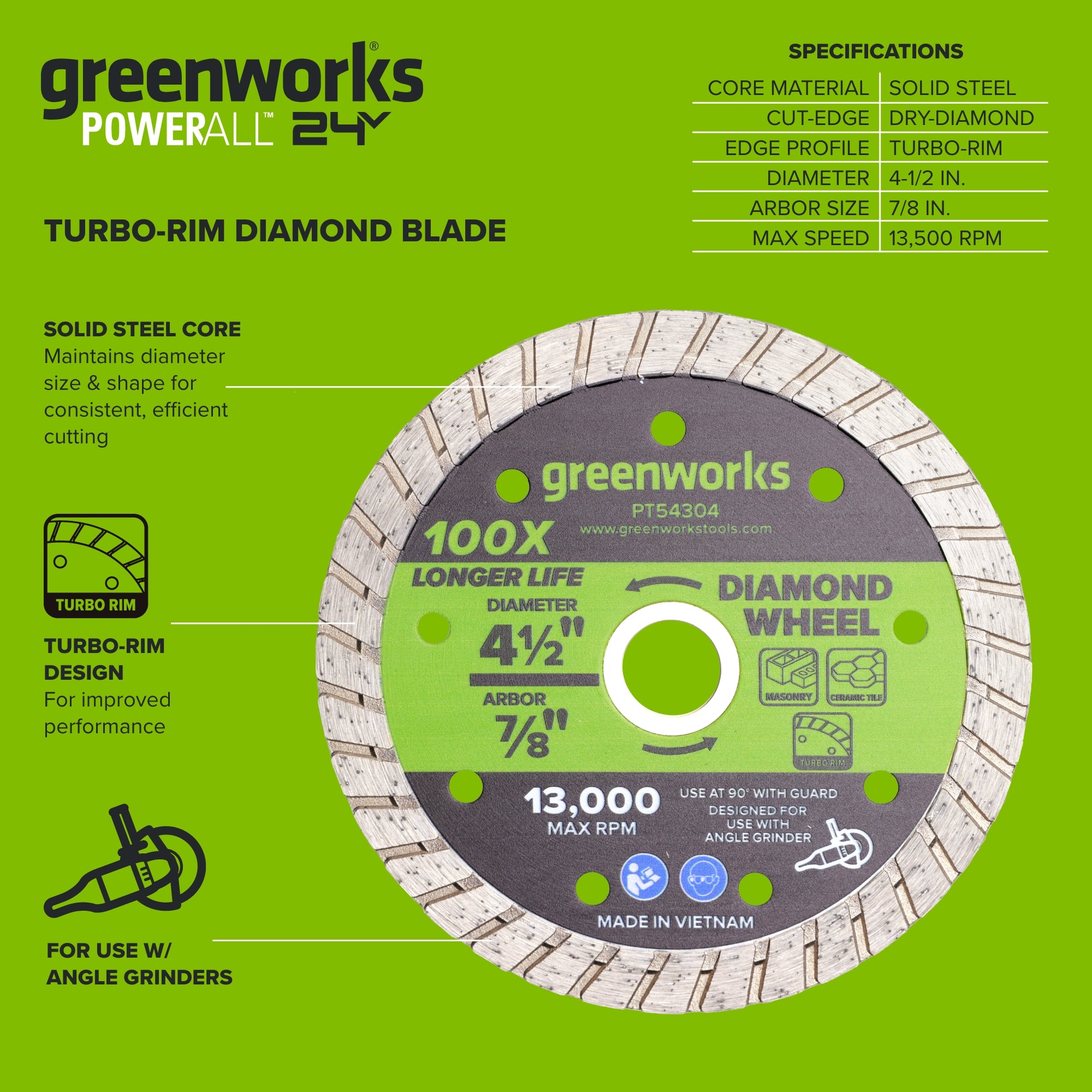 1-PC 4-1/2" Masonry Cutting Turbo Diamond Wheel